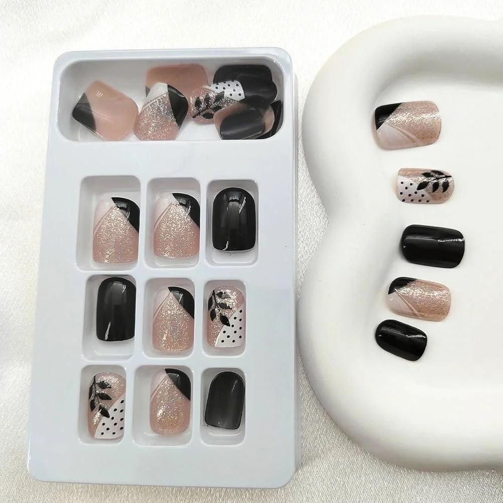 Glitter Floral Press On Nails